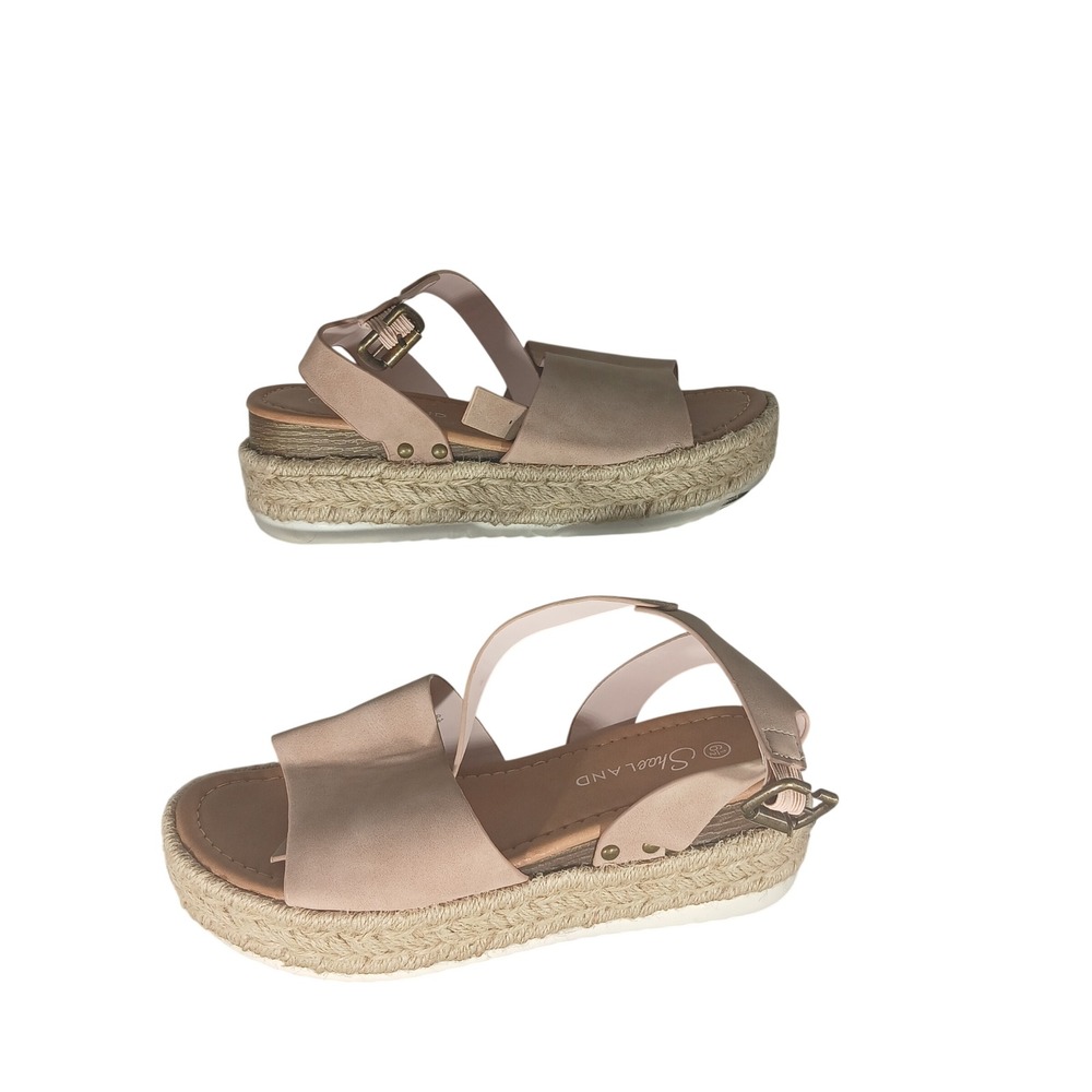 Shoeland Legossa Platform Espadrille Sandals 6.5 Blush Pink Boho Wedge Summer